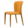 Italian minimalist yellow velvet saddle leather chairs